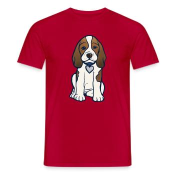 Illustration des Beagle-Herz-Welpen - Männer T-Shirt - Rot - Vorne - AI Model Male 178 dark (178cm)