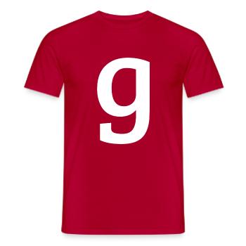Buchstabe g "g" weiß - Männer T-Shirt - Rot - Vorne - AI Model Male 178 dark (178cm)