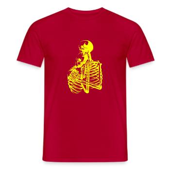 skull skeleton death halloween horror black dead - Men's T-Shirt - red - Front - AI Model Male 178 dark (178cm)