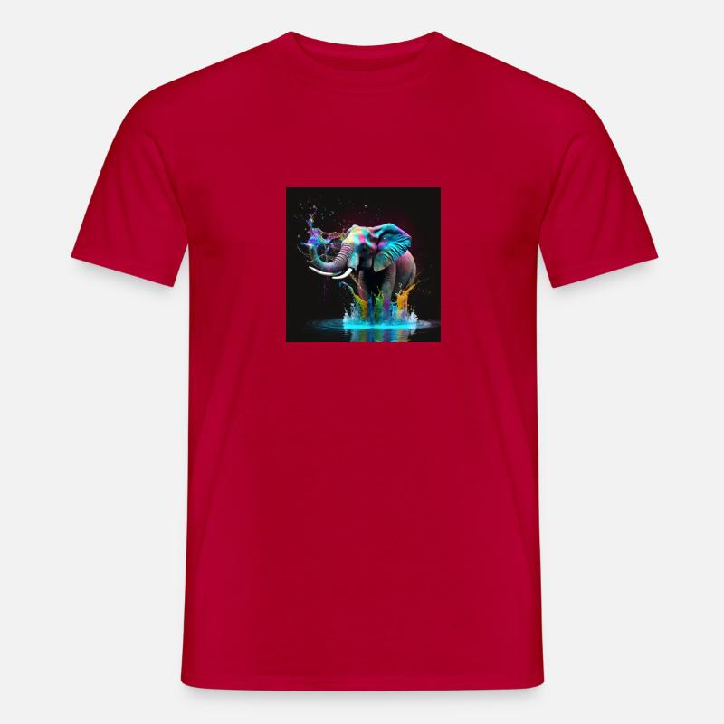 Farbiger Elefant, einzigartiges Design - Männer T-Shirt - Rot