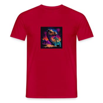 Camel aux couleurs néon, synthwave / 80s - T-shirt homme - rouge - Devant - AI Model Male 178 dark (178cm)