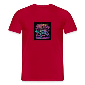 Turtle with neon colors, synthwave / 80s - Men's T-Shirt - red - Front - AI Model Male 178 dark (178cm)