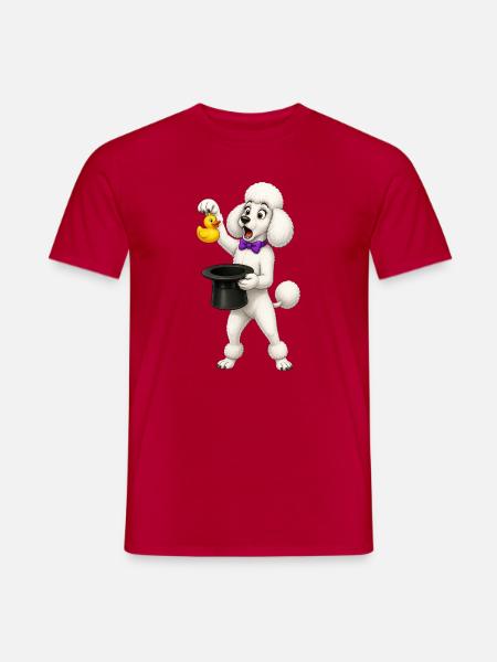 Pudel-Magier-Enten-Trick-Design - Männer T-Shirt - Rot