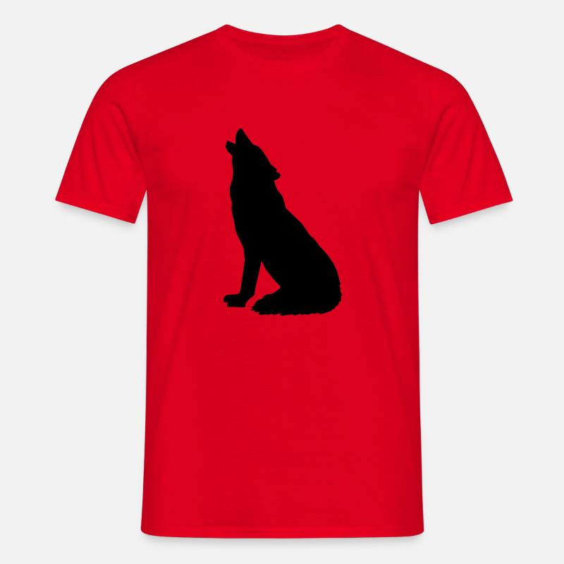 Heulender Wolf sitzend - Männer T-Shirt - Rot