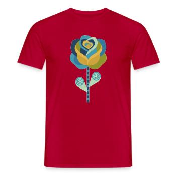 Abstract graphic rose in warm colors - Men's T-Shirt - red - Front - AI Model Male 178 dark (178cm)