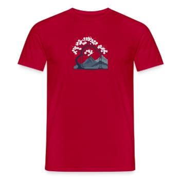 Sakura Bogen über Bergkette - Männer T-Shirt - Rot - Vorne - AI Model Male 178 dark (178cm)