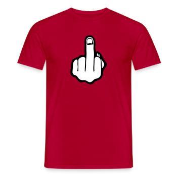 fuck you, mittelfinger, 2farbig - Männer T-Shirt - Rot - Vorne - AI Model Male 178 dark (178cm)