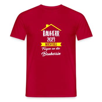 Bauherr 2023 Bauherrin Häuslebauer Geschenk - Männer T-Shirt - Rot - Vorne - AI Model Male 178 dark (178cm)