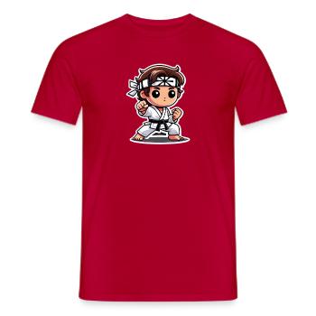 Warrior child in traditional fighting position - Men's T-Shirt - red - Front - AI Model Male 178 dark (178cm)