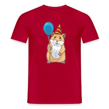 Hamster Birthday Balloon - Men's T-Shirt - red - Front - AI Model Male 178 dark (178cm)