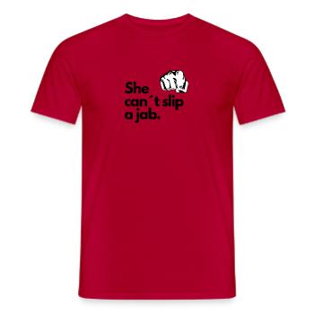 She cant slip a jab - Männer T-Shirt - Rot - Vorne - AI Model Male 178 dark (178cm)