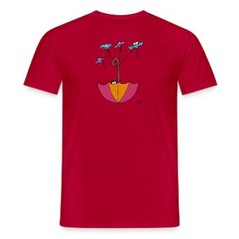 Squiti le chat noir dans un parapluie - T-shirt homme - rouge - Devant - AI Model Male 178 dark (178cm)