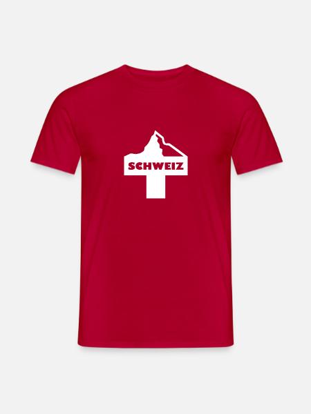 Schweizerkreuz mit Berg - Männer T-Shirt - Rot