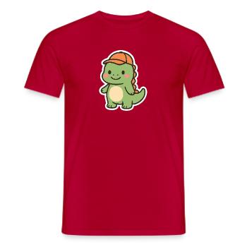 Petit dinosaure avec capuchon orange - T-shirt homme - rouge - Devant - AI Model Male 178 dark (178cm)