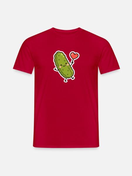 Kuschelige Gurke mit Herz - Männer T-Shirt - Rot