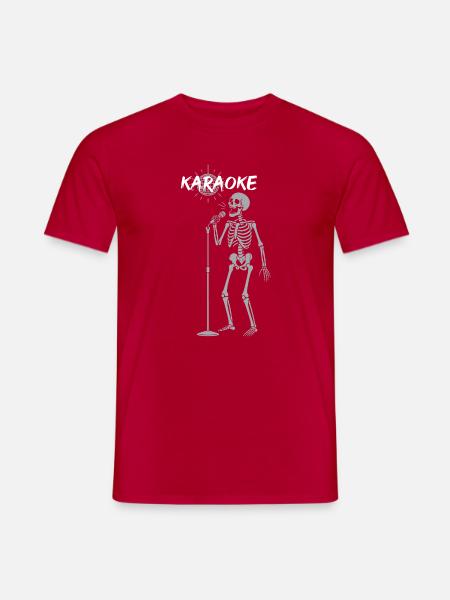 Karaoke-Skelett - Männer T-Shirt - Rot