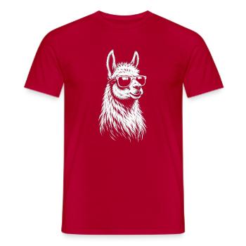 Sonnenbrillen-Lama Linienkunst - Männer T-Shirt - Rot - Vorne - AI Model Male 178 dark (178cm)