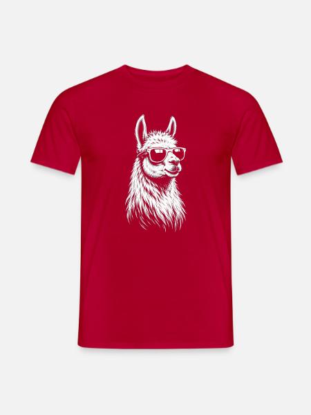 Sonnenbrillen-Lama Linienkunst - Männer T-Shirt - Rot