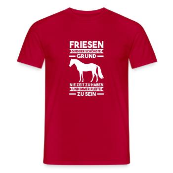 Reiten Reiterhof Pferd Pferde Friese - Männer T-Shirt - Rot - Vorne - AI Model Male 178 dark (178cm)