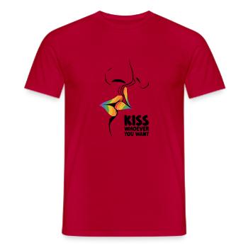 Kiss Whoever You Want Lesbian Pansexual Diversity - Männer T-Shirt - Rot - Vorne - AI Model Male 178 dark (178cm)