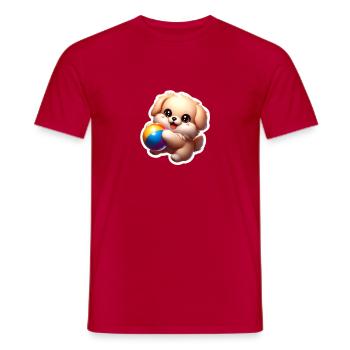 Puppy playing - Männer T-Shirt - Rot - Vorne - AI Model Male 178 dark (178cm)