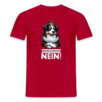 Before you ask: Australian Shepherd Aussie Aussie - Men's T-Shirt - red - Front - AI Model Male 178 dark (178cm)