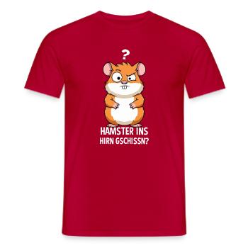 Hamster Ins Hirn Gschissn Sarkasmus Hamster - Männer T-Shirt - Rot - Vorne - AI Model Male 178 dark (178cm)