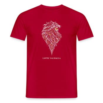 Der Wolfskrieger – Until Valhalla - Männer T-Shirt - Rot - Vorne - AI Model Male 178 dark (178cm)
