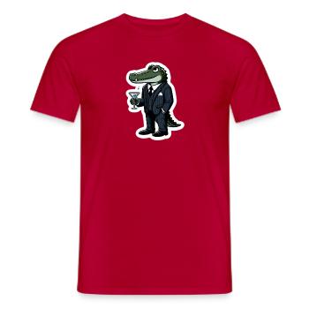 Gator im Anzug: Business-Cocktail - Männer T-Shirt - Rot - Vorne - AI Model Male 178 dark (178cm)
