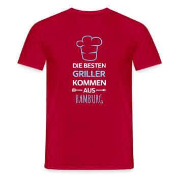 The best grillers come from Hamburg Design - Men's T-Shirt - red - Front - AI Model Male 178 dark (178cm)