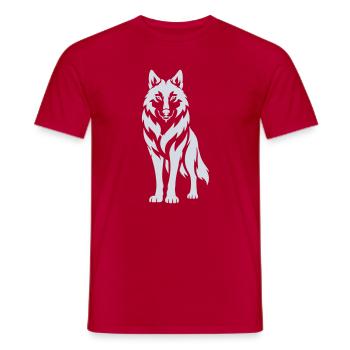Wolfs Silhouette Kontrastdesign - Männer T-Shirt - Rot - Vorne - AI Model Male 178 dark (178cm)