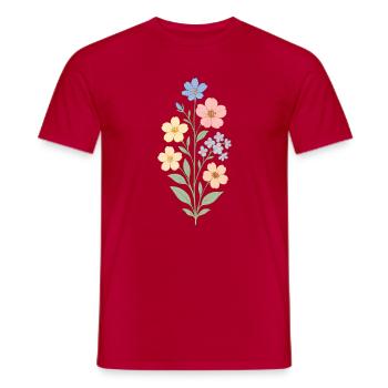Bouquet aquarelle fleurs pastel - T-shirt homme - rouge - Devant - AI Model Male 178 dark (178cm)