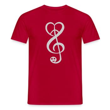 peace love music - Männer T-Shirt - Rot - Vorne - AI Model Male 178 dark (178cm)