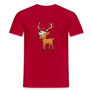 Cerf Bande Dessinée Noël - T-shirt homme - rouge - Devant - AI Model Male 178 dark (178cm)