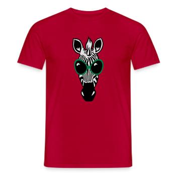Le zèbre avec des lunettes de soleil - T-shirt homme - rouge - Devant - AI Model Male 178 dark (178cm)