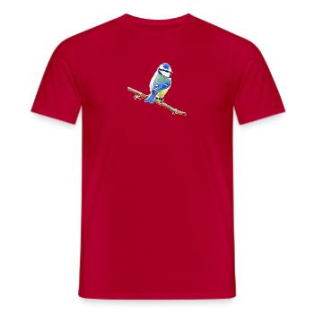 Blau – Vogelillustration - Männer T-Shirt - Rot - Vorne - AI Model Male 178 dark (178cm)