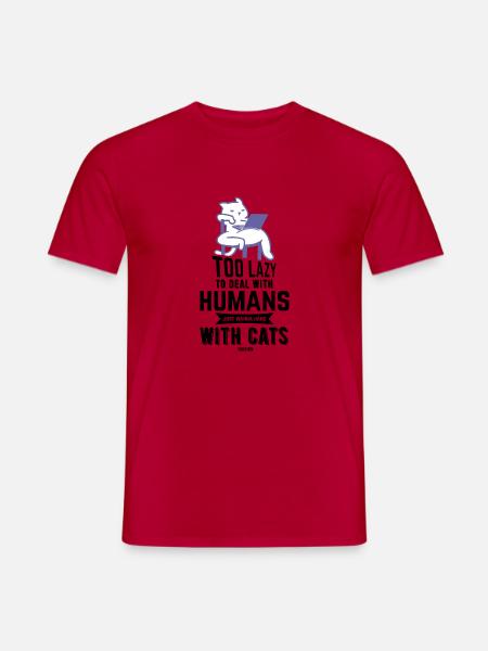 nerdige Katze - Männer T-Shirt - Rot