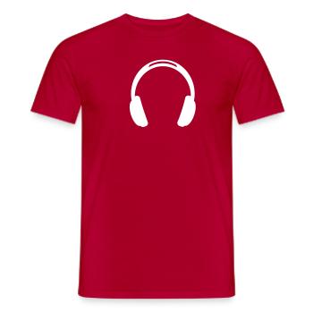 casque d'écoute musique - headphones music - T-shirt homme - rouge - Devant - AI Model Male 178 dark (178cm)