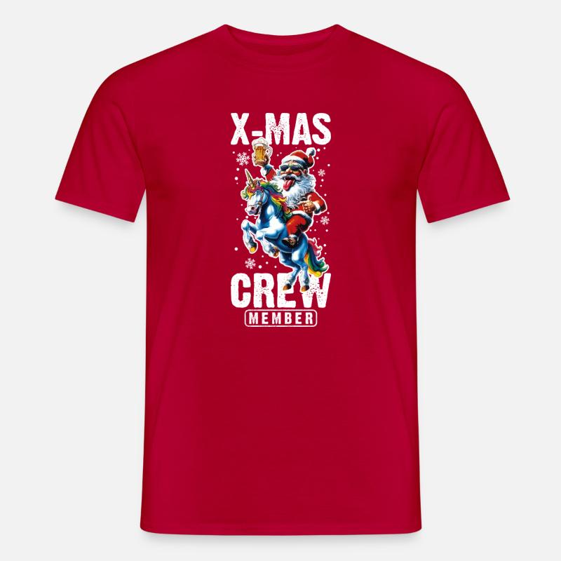Weihnachts Crew Weihnachtsmann Einhorn - Männer T-Shirt - Rot