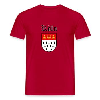 Coat of arms of Cologne with black lettering - Men's T-Shirt - red - Front - AI Model Male 178 dark (178cm)