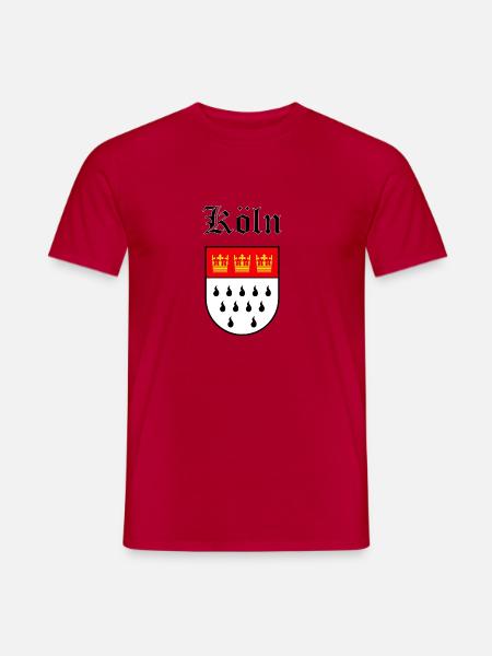 Wappen von Köln mit schwarzer Schrift - Männer T-Shirt - Rot