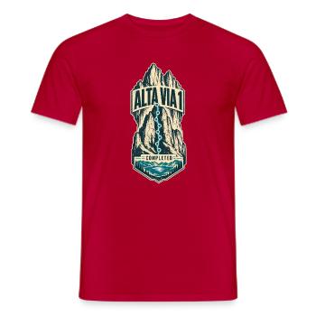 Alta Via 1 Completed Dolomites Hiking Finisher - Men's T-Shirt - red - Front - AI Model Male 178 dark (178cm)