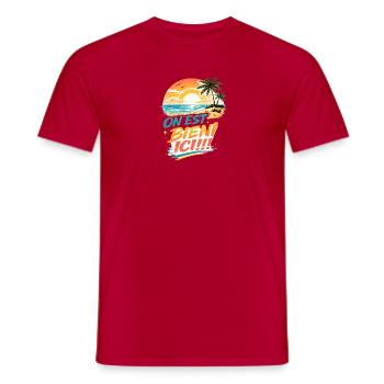 On est bien ici Plage tropical rétro - T-shirt homme - rouge - Devant - AI Model Male 178 dark (178cm)