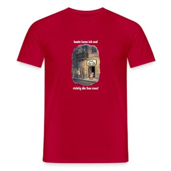 Heute lass ich mal richtig die Sau raus  - Männer T-Shirt - Rot - Vorne - AI Model Male 178 dark (178cm)