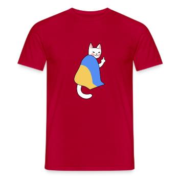 Cat under flag montre où le navire russe doit aller - T-shirt homme - rouge - Devant - AI Model Male 178 dark (178cm)