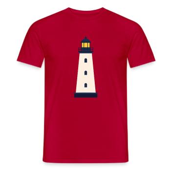 Lighthouse Line Icon Coastal Beacon Vector Symbol  - Men's T-Shirt - red - Front - AI Model Male 178 dark (178cm)