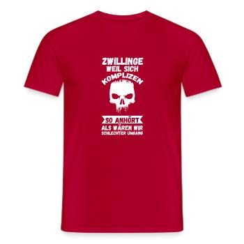 Zwillingsgeschwister Zwilling Zwillinge - Männer T-Shirt - Rot - Vorne - AI Model Male 178 dark (178cm)