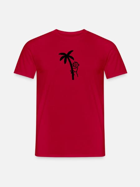 Affe klettert auf Palme - Männer T-Shirt - Rot