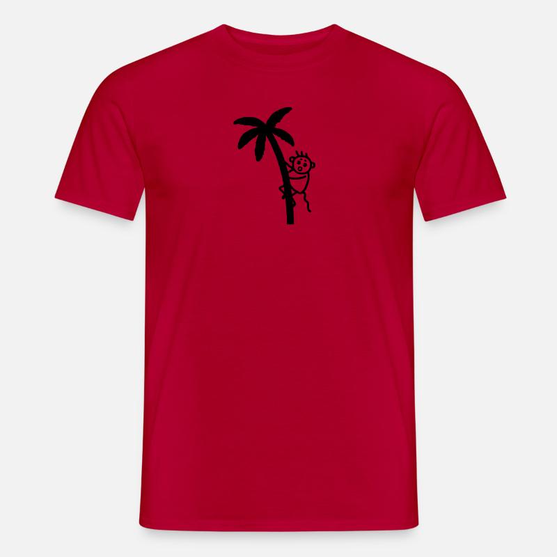Monkey climbs on palm - Men’s T-shirt - red