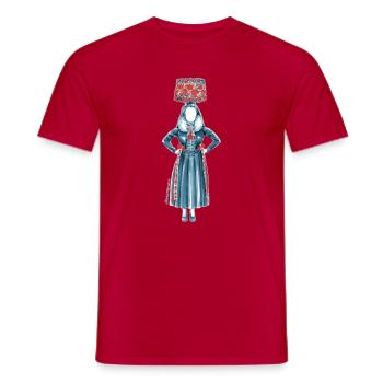 Trachtenmädchen mit Tschäppel-Brautkrone - Männer T-Shirt - Rot - Vorne - AI Model Male 178 dark (178cm)